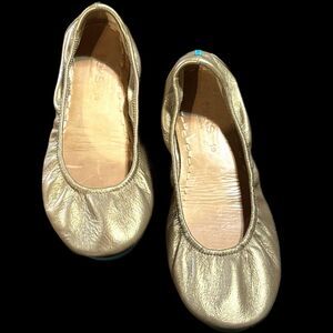 Tieks Metallic Gold Leather Ballet Flats Women's Size 10 Foldable Comfort Shoes